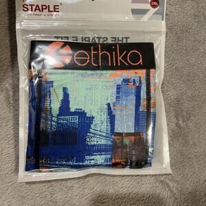 Ethika Boxer Briefs Mens 2XL Blue Orange Cityscape Staple Fit Underwear New